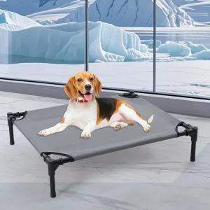30'' Outdoor Elevated Dog Bed with No-Slip Feet, Chew-Proof Raised Dogs Beds, Washable & Breathable Cooling Dogs Cot Beds Small Medium Size Dog, Outdoor Pet Hammock Bed, Outside Pet Beds(Small)