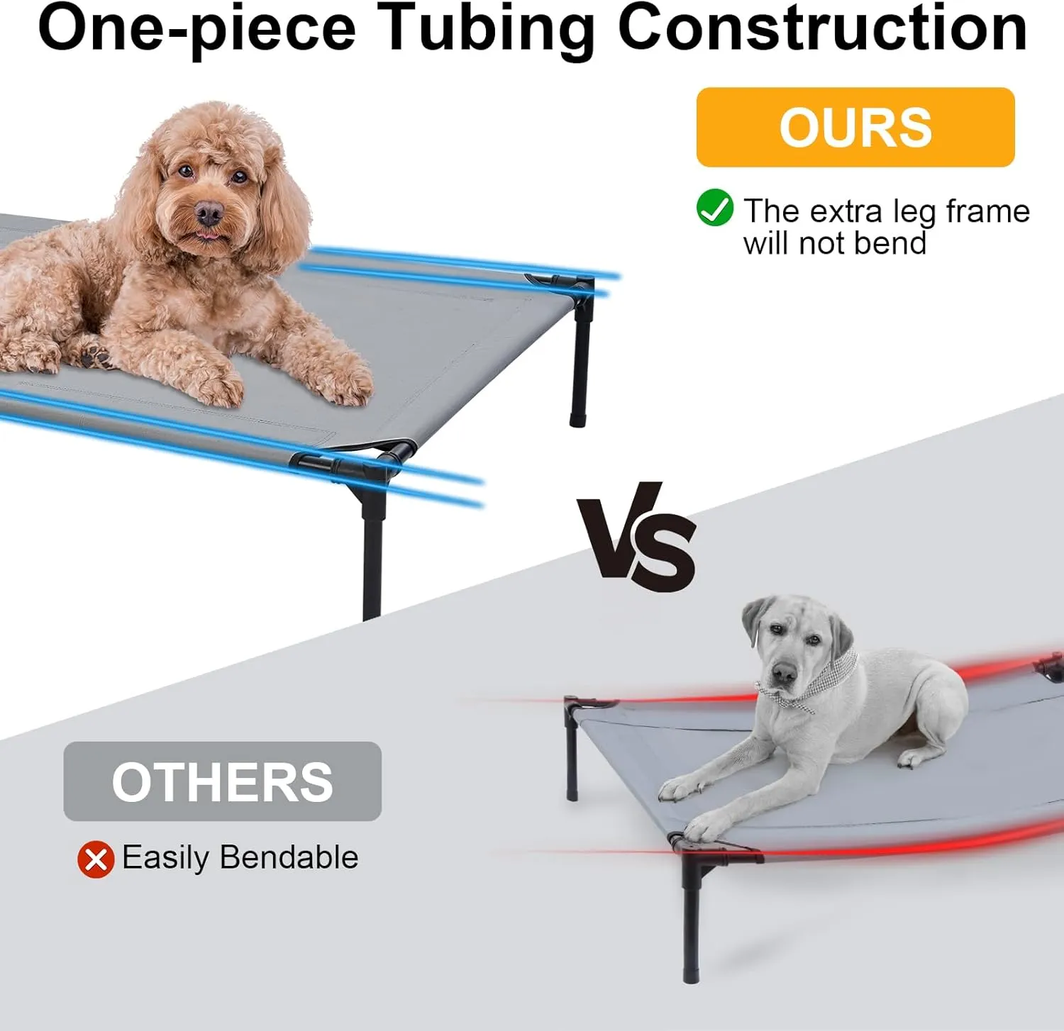 30'' Outdoor Elevated Dog Bed with No-Slip Feet, Chew-Proof Raised Dogs Beds, Washable & Breathable Cooling Dogs Cot Beds Small Medium Size Dog, Outdoor Pet Hammock Bed, Outside Pet Beds(Small)