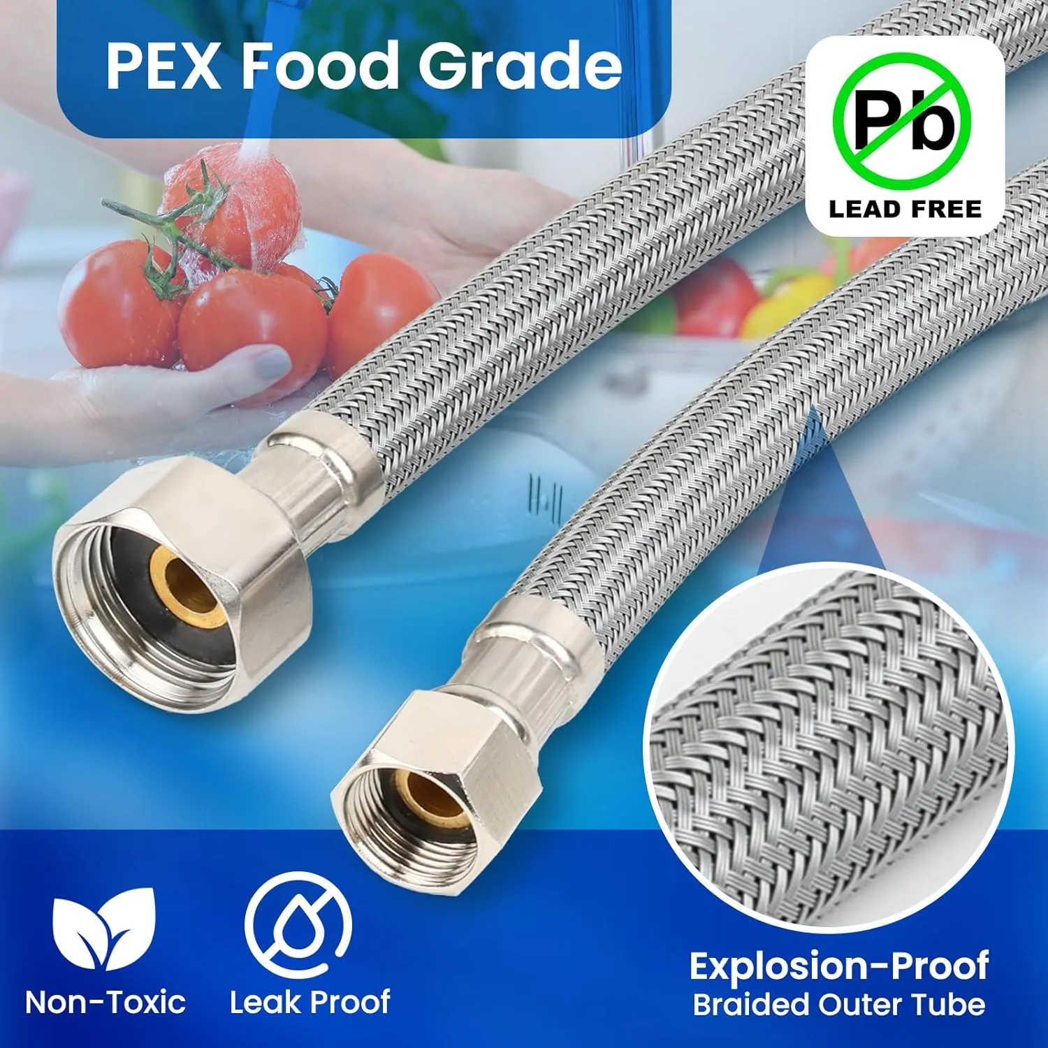 304 Stainless Steel Sensor Valve Kit – Fixes Hot/Cold Mixing & False Starts in Recirculating Systems, Replaces 367010, 595926, WP596816, with 2×12" Hoses & Bypass Valve