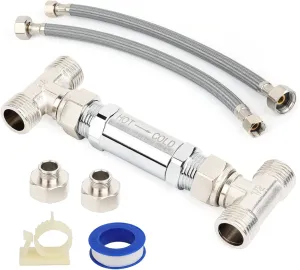 304 Stainless Steel Sensor Valve Kit – Fixes Hot/Cold Mixing & False Starts in Recirculating Systems, Replaces 367010, 595926, WP596816, with 2×12" Hoses & Bypass Valve