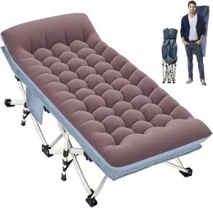 32 Inches Wide XXL Camping Cot with Comfortable Mattress for Adults Oversize Cots for Sleeping Camping Bed Folding Cot Heavy Duty with Carry Bag for Home Outdoor Indoor