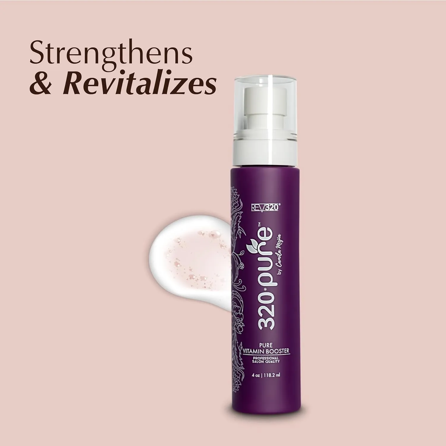 320Pure Hair Vitamin Booster 4oz Spray, Strengthens & Stimulates Hair Growth, Enriched with Vitamins from Garlic, Ginseng, Ginkgo Biloba, & Goji Berry, Pure Extracts for a Healthy, Lustrous Look