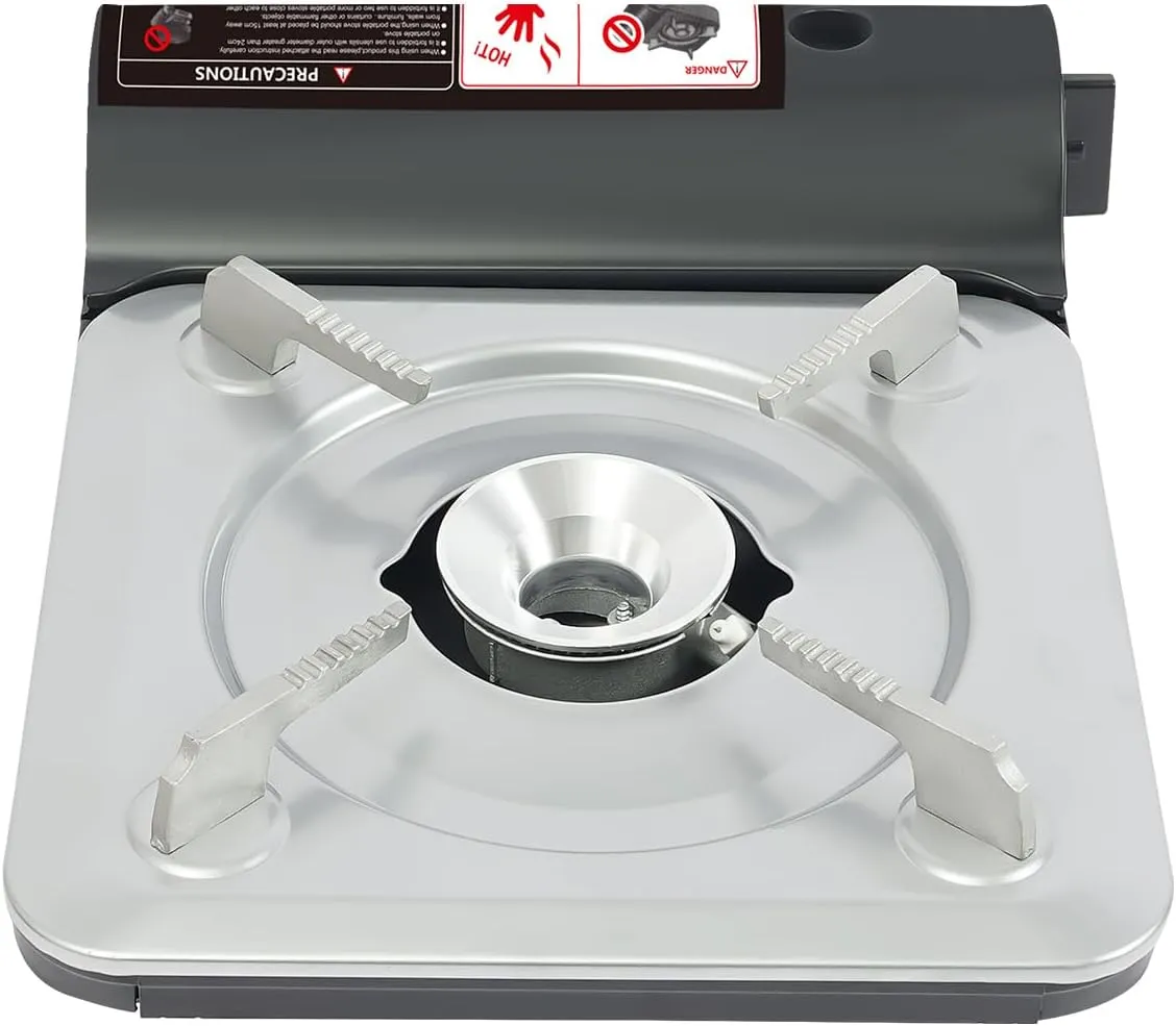 3500W Butane Camping Stove, Camping Stove with Portable Case, Portable Camping Stove, 1-Burner Butane Stove, BBQ Grill Butane Camping Stove for Camping Trips(Not Included Butane) (Silver  Black)