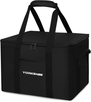 35L Camping Organizer, 1680D Heavy Duty Waterproof Camping Storage for Cooking Utensils and Cookware, with Hard Bottom and Zippered Lid for RV, Hiking