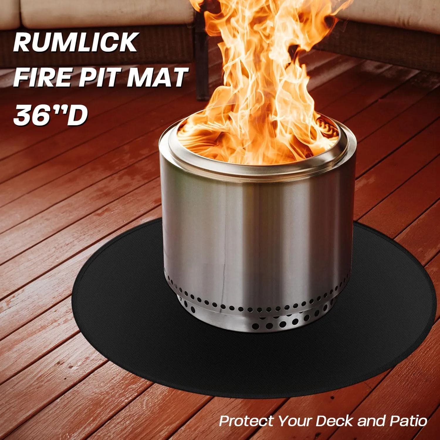 36" Fire Pit Mat for Solo Stove Bonfire, Round Fireproof Under Grill Mats for Outdoor Grill, Portable Camping Stove Mat for Solo Stove Accessories
