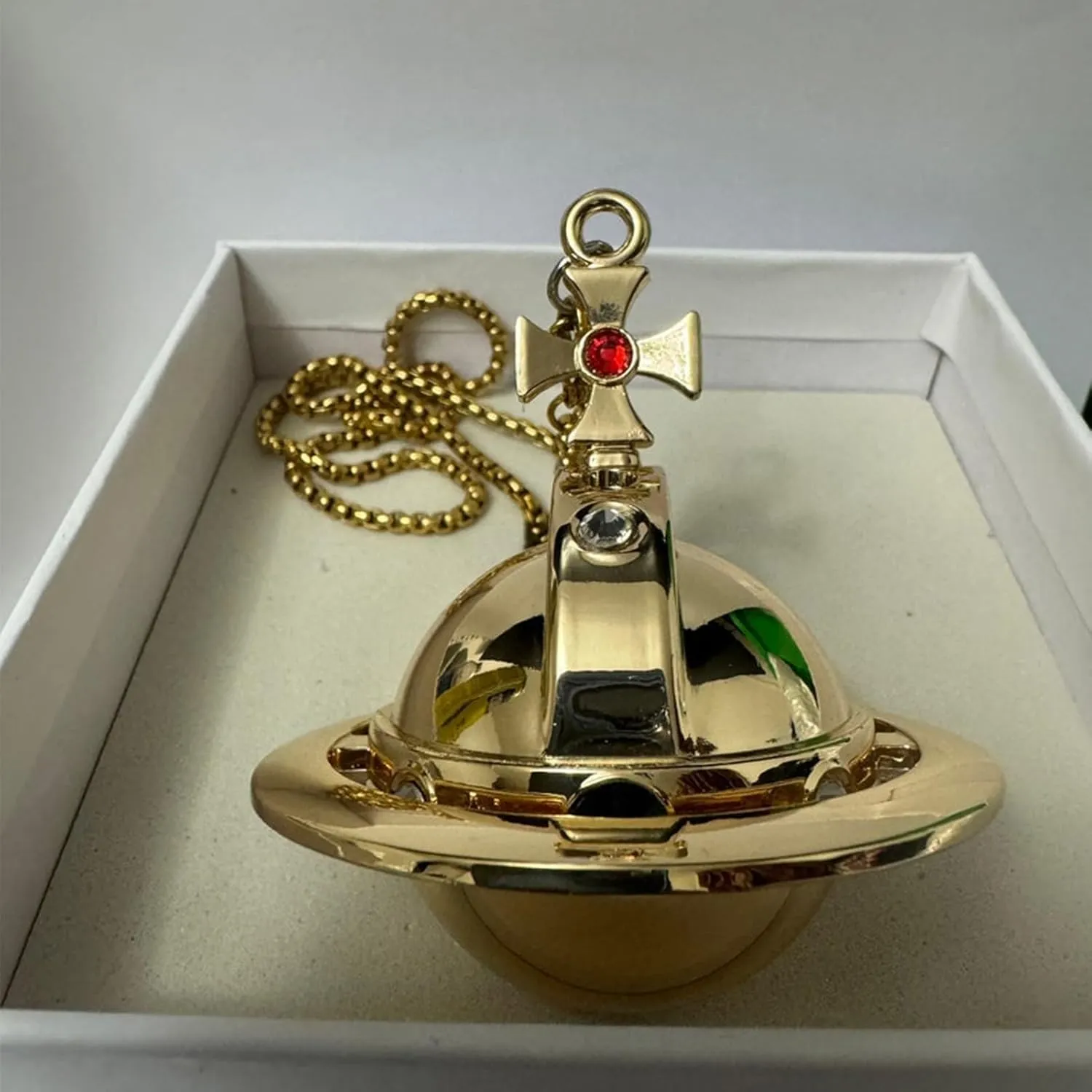 3D Saturn Orbit Necklace with Refillable Vintage Butane Lighter - Durable Alloy Inflatable Lighter Included (Fuel Not Included)(#1)