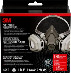 3M P95 / Organic Vapor Paint Project Reusable Respirator 6311, Large Size , NIOSH-APPROVED, Use For Professional Paint Spraying, Lightweight, Flexible, Thermoplastic Faceseal For Comfort (6311P1-DC)