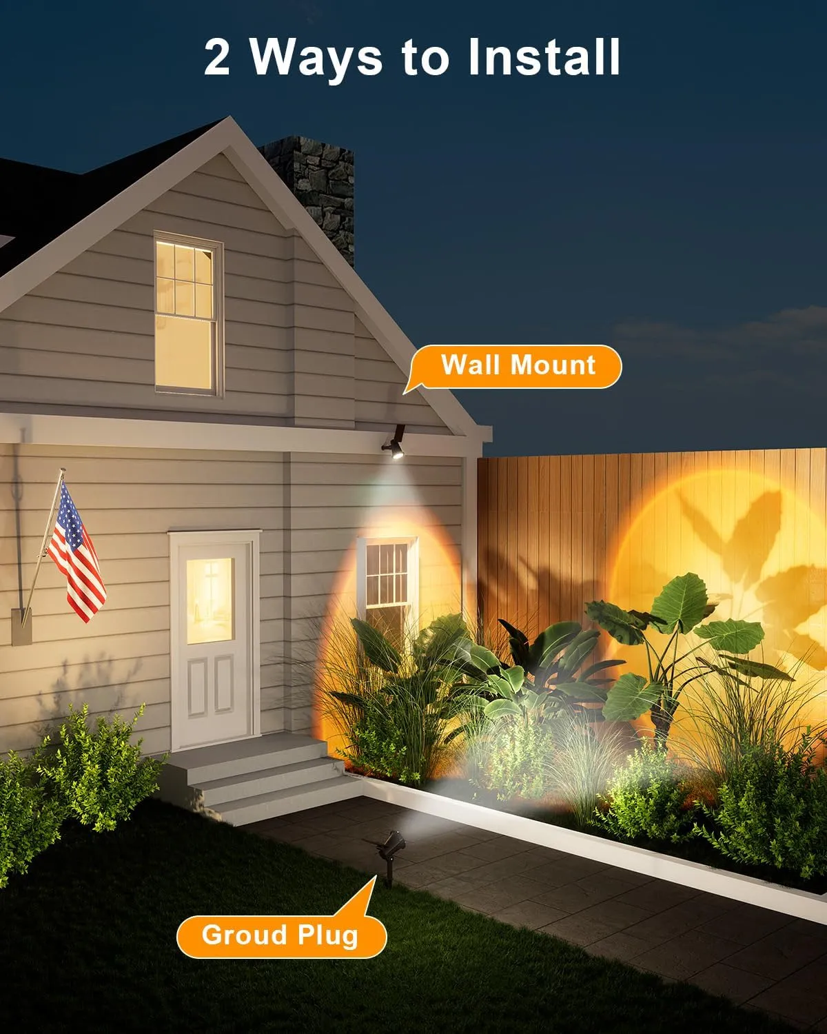 4 Pack Solar Powered Spotlights Outdoor Waterproof Ultra Bright Sunset Spot LED Lights for Tree, Flag, Lawn, Statue, Pool, Outside Landscape Uplighting for Garden, House, Wall, Yard, Warm White