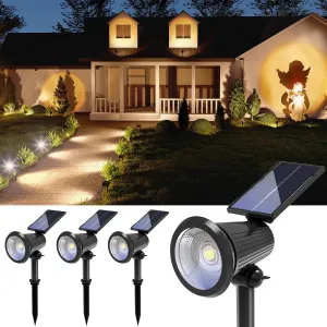 4 Pack Solar Powered Spotlights Outdoor Waterproof Ultra Bright Sunset Spot LED Lights for Tree, Flag, Lawn, Statue, Pool, Outside Landscape Uplighting for Garden, House, Wall, Yard, Warm White