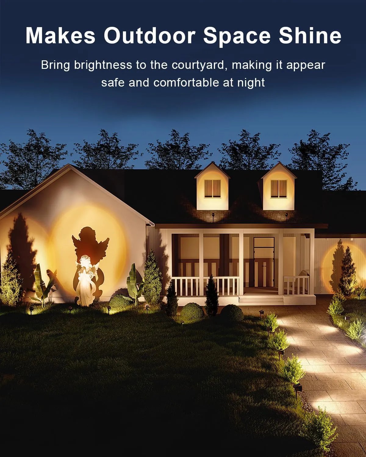4 Pack Solar Powered Spotlights Outdoor Waterproof Ultra Bright Sunset Spot LED Lights for Tree, Flag, Lawn, Statue, Pool, Outside Landscape Uplighting for Garden, House, Wall, Yard, Warm White