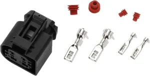 4 Pin Electric Water Pump Connector Plug No.10098866 3.5/6.3mm Series Female Wire Terminal for BMW Pierburg CWA400 Plastic Tin-Plated Copper Black 1 Set