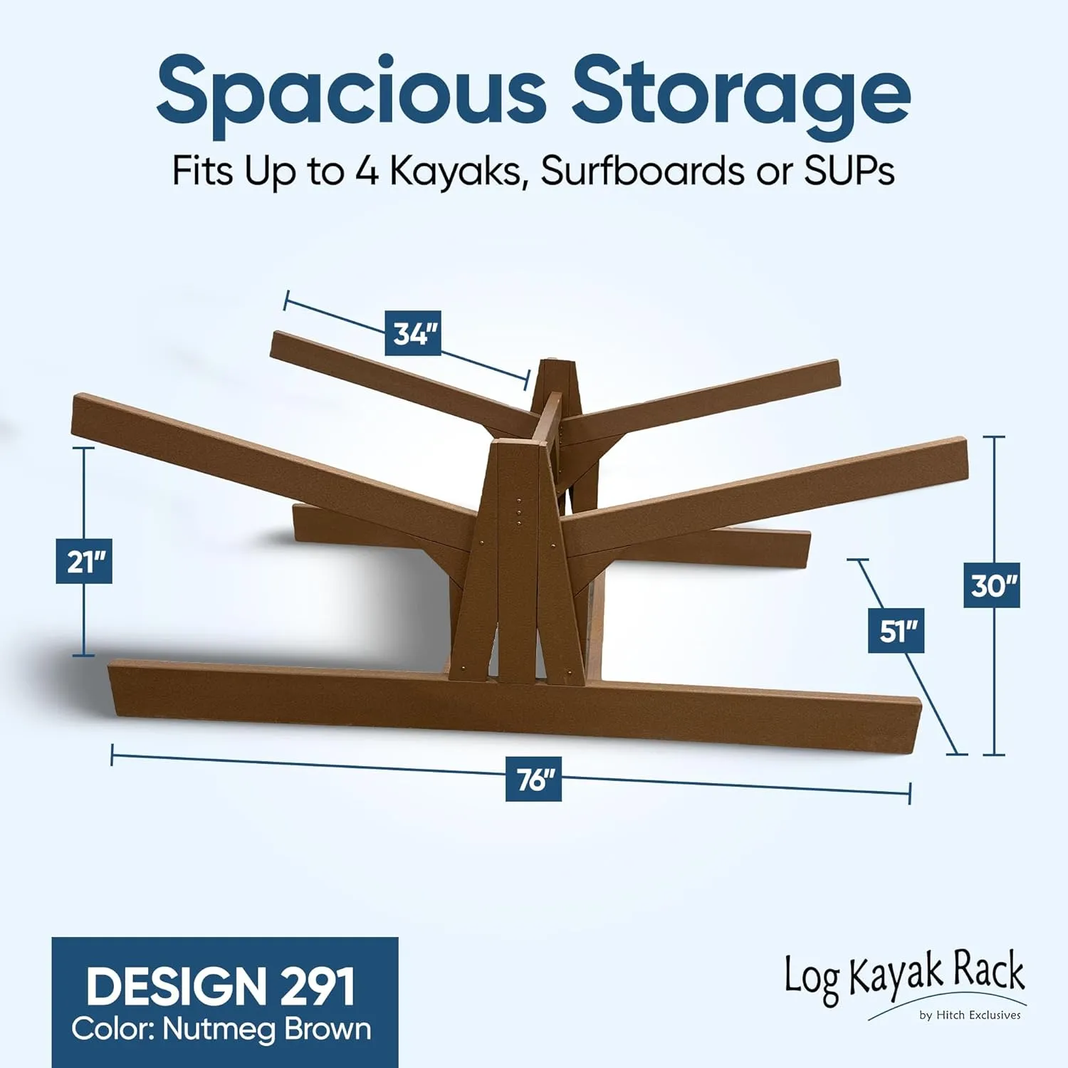 4-Place Double Sided Poly Kayak Storage Racks, Freestanding Surfboard Racks, Paddle Board for Garage, Outdoor Stand Up Paddle Board Rack for Garage, Heavy Duty Stand   Ground Screw 15" Anchor Kit