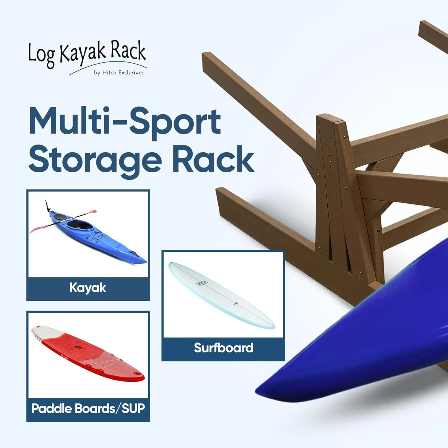 4-Place Double Sided Poly Kayak Storage Racks, Freestanding Surfboard Racks, Paddle Board for Garage, Outdoor Stand Up Paddle Board Rack for Garage, Heavy Duty Stand   Ground Screw 15" Anchor Kit
