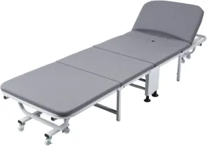 4-Position Folding Cot Portable Camping Cot Guest Bed, Adult Reclining Office Chaise with Wheels,Folding Recliner with 330 lbs Weight Capacity,Spare Bed,Outdoor Lounge Cot