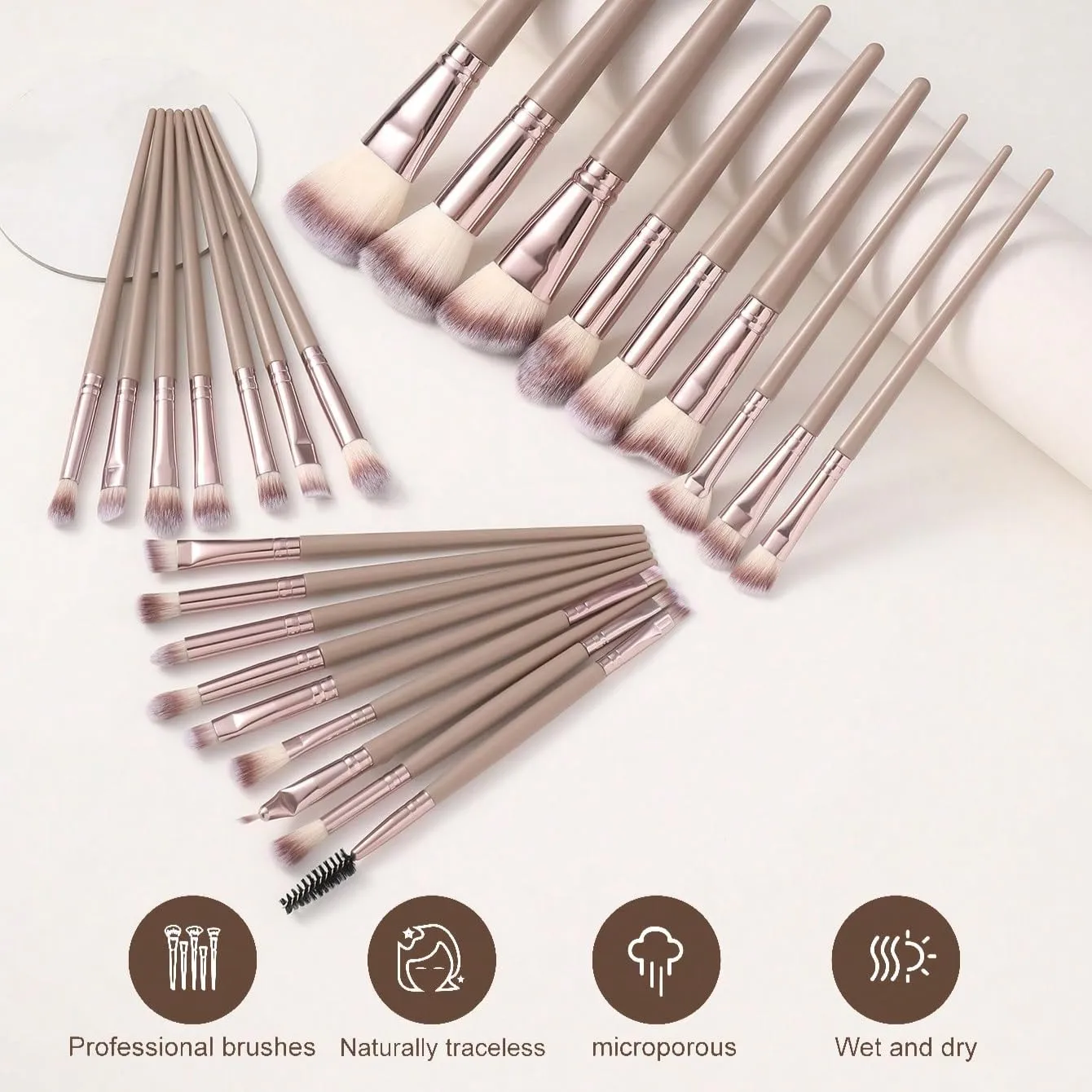 44Pcs Brown Makeup Brushes Set Professional Makeup Kit Multi-functional Makeup Tool Set with Facial Makeup Accessories, Foundation Makeup Brush Kit Eye and Face Make up Brushes & Tools