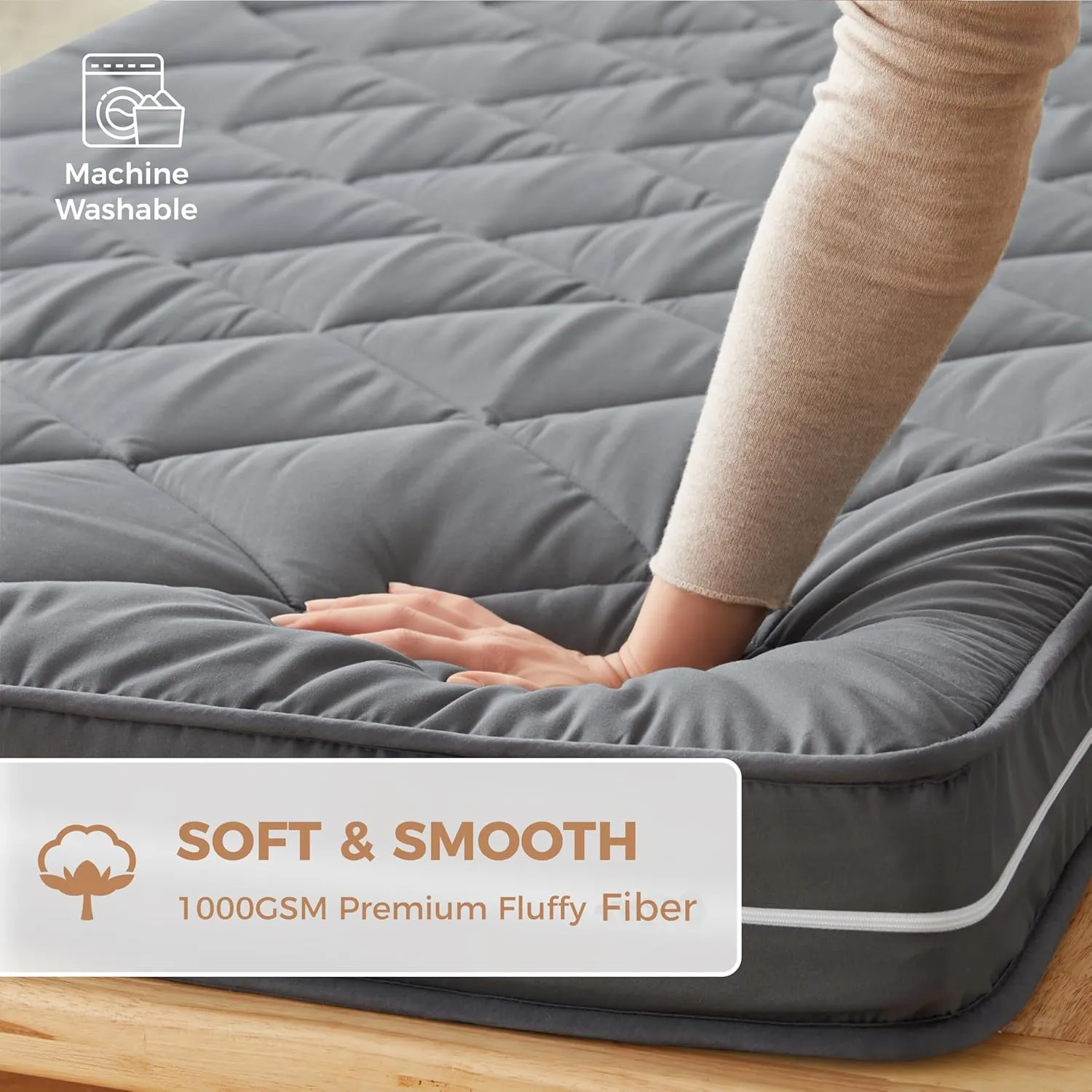 4Inch Twin Floor Mattress,3-Layer Structure Cot Mattress Topper,Gel Memory Foam,Removable Thickened Cover,Portable Roll Up Sleep Pad(75X38X4“)