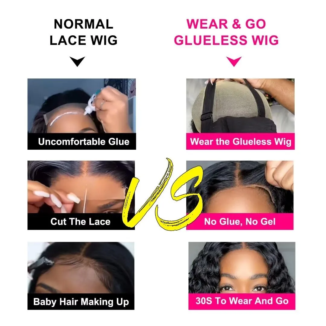 5x5 HD Lace Closure Wigs Human Hair Water Wave Wear and Go Glueless Wigs Pre Plucked Pre Cut Lace Closure Wig For Women 180% Density Curly Closure Wig Nautural Black Super Soft 30 inch