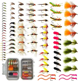 60/88PCS Spring-Ready Fly Fishing Flies Kit | Hand-Tied Nymphs, Dry & Wet Flies for Trout & Bass | Seasonal Streamers & Terrestrials | Durable Fly Case Gift Box