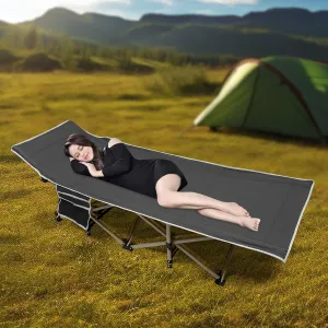 74.8 * 27.95in Folding Camping Cot for Adults, Heavy Duty Travel Tent Cot Beds with Storage Bag, Portable Sleeping Cot for Outdoor Home Office-US Stock (Grey)