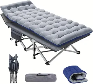 75" Heavy Duty Folding Camping Cot, Portable, Collapsible, with Carry Bag