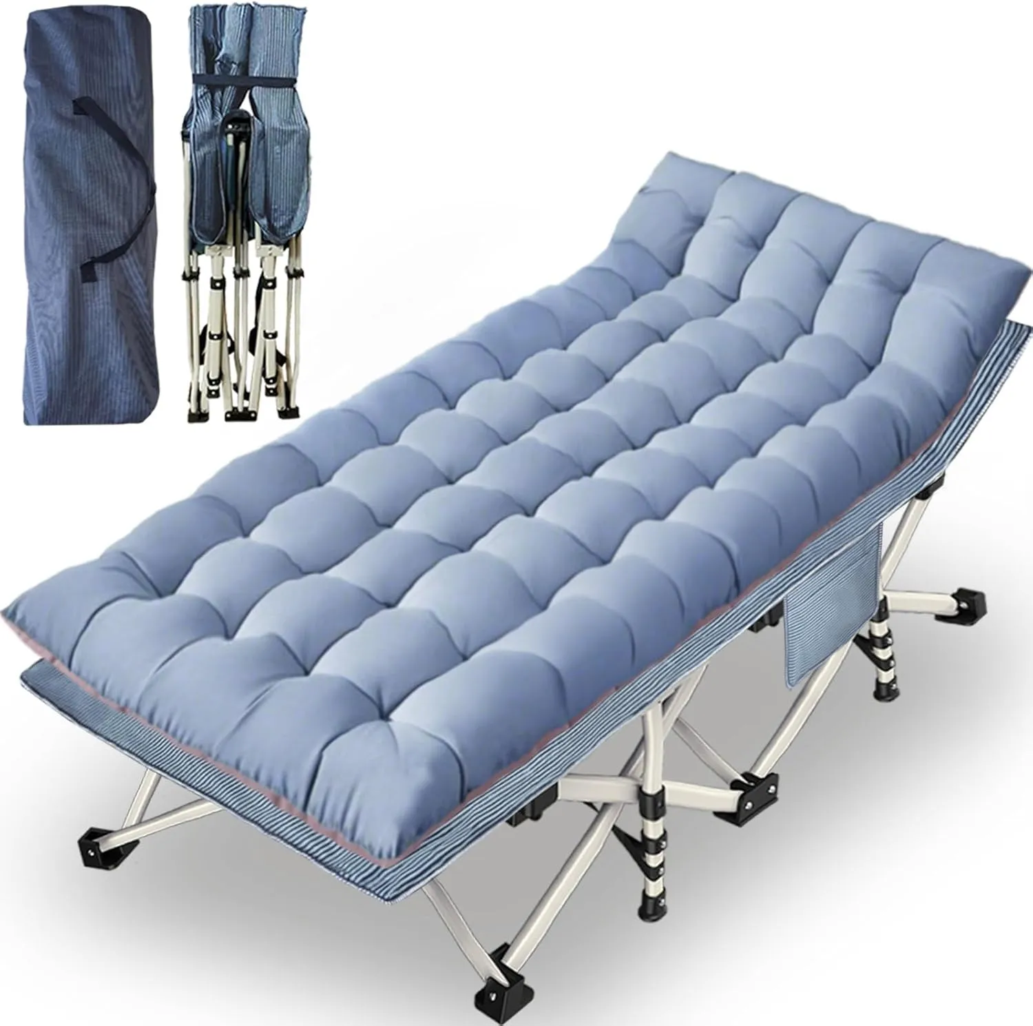 79" L x 32" W x 18" H Camping Cot with Comfortable Mattress for Adults Oversize XXL Cots for Sleeping Camping Bed Folding Cot Heavy Duty with Carry Bag for Home Outdoor Travel
