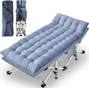79" L x 32" W x 18" H Camping Cot with Comfortable Mattress for Adults Oversize XXL Cots for Sleeping Camping Bed Folding Cot Heavy Duty with Carry Bag for Home Outdoor Travel