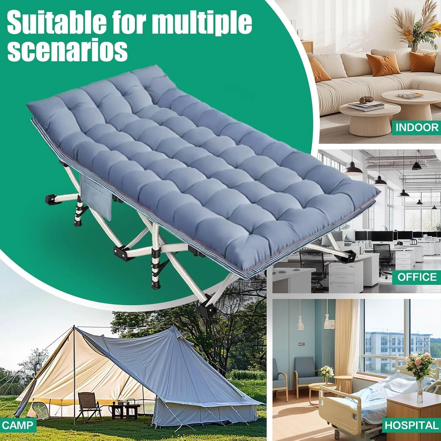 79" L x 32" W x 18" H Camping Cot with Comfortable Mattress for Adults Oversize XXL Cots for Sleeping Camping Bed Folding Cot Heavy Duty with Carry Bag for Home Outdoor Travel