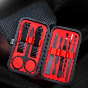 8-Piece Manicure Set with Nail Clippers & Pedicure Kit, Professional Grooming Tools, Portable Case (Blue)