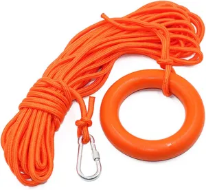 98.4FT Water Floating Lifesaving Rope,Lanyard Harness Safety Rope Line Kit Outdoor Professional Throwing Rescue Rope with Snap Hoop