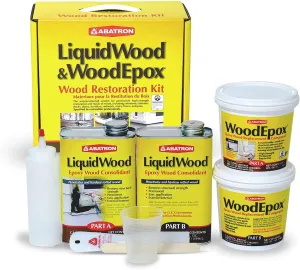 Abatron Wood Restoration Kit - 4 Quart - Includes LiquidWood Epoxy Resin Wood Hardener and WoodEpox Wood FIller