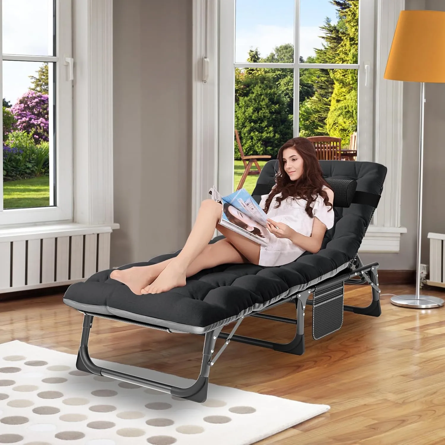 ABORON 2PK Chaise Lounge Chair,5 Positions Padded Outdoor Tanning Chair,Heavy Duty Portable Lounge Chair for Outdoor Sunbathing Patio Pool Lawn Deck Poolside,Support up to 440 Lbs