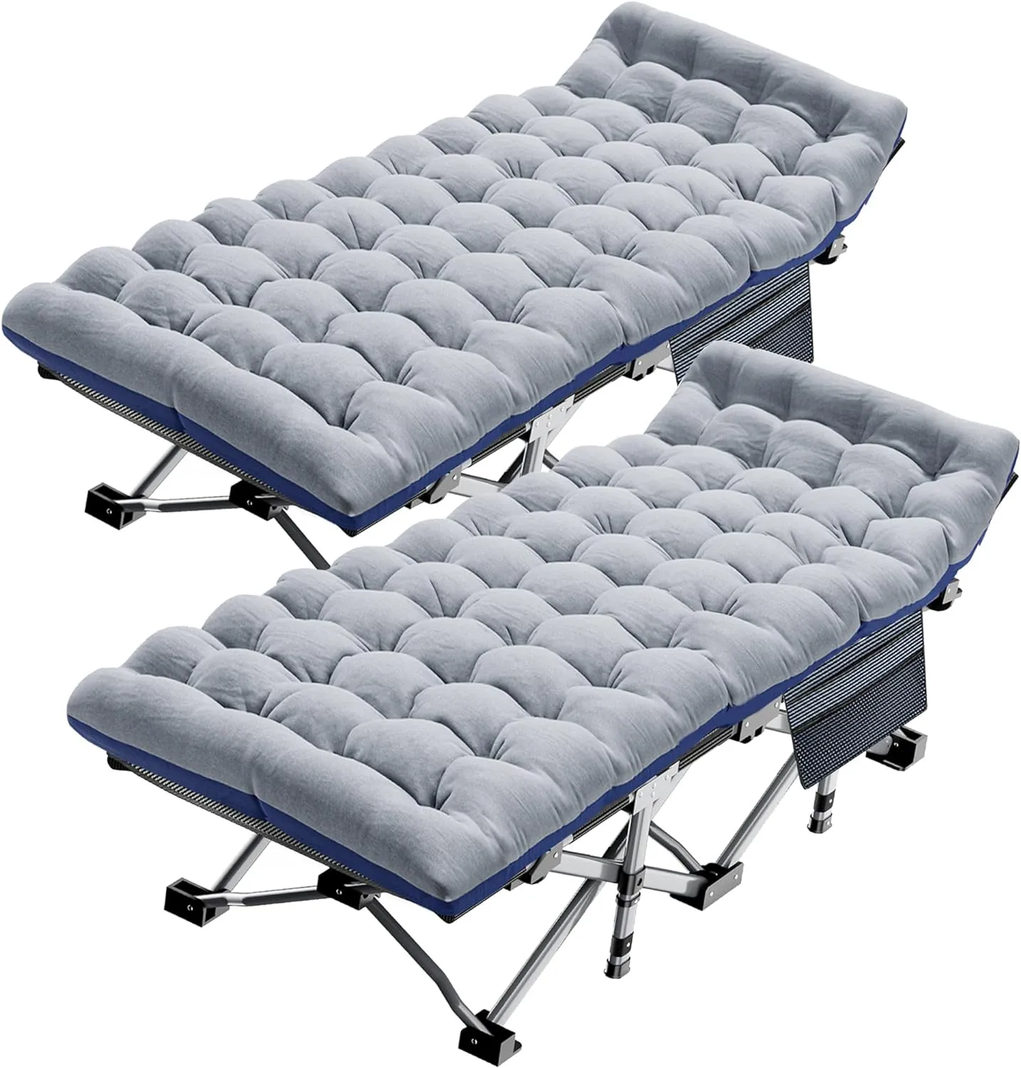 ABORON 2PK Folding Camping Cot for Adults, Double Layer 1200D, 500lb Capacity, Heavy Duty Guest Cot with Mat & Carrying Bag for Indoor & Outdoor Use
