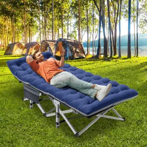 ABORON Folding Camping Cot for Adults, Double Layer 1200D, 500lb Capacity, Heavy Duty Guest Cot with Mat & Carrying Bag for Indoor & Outdoor Use