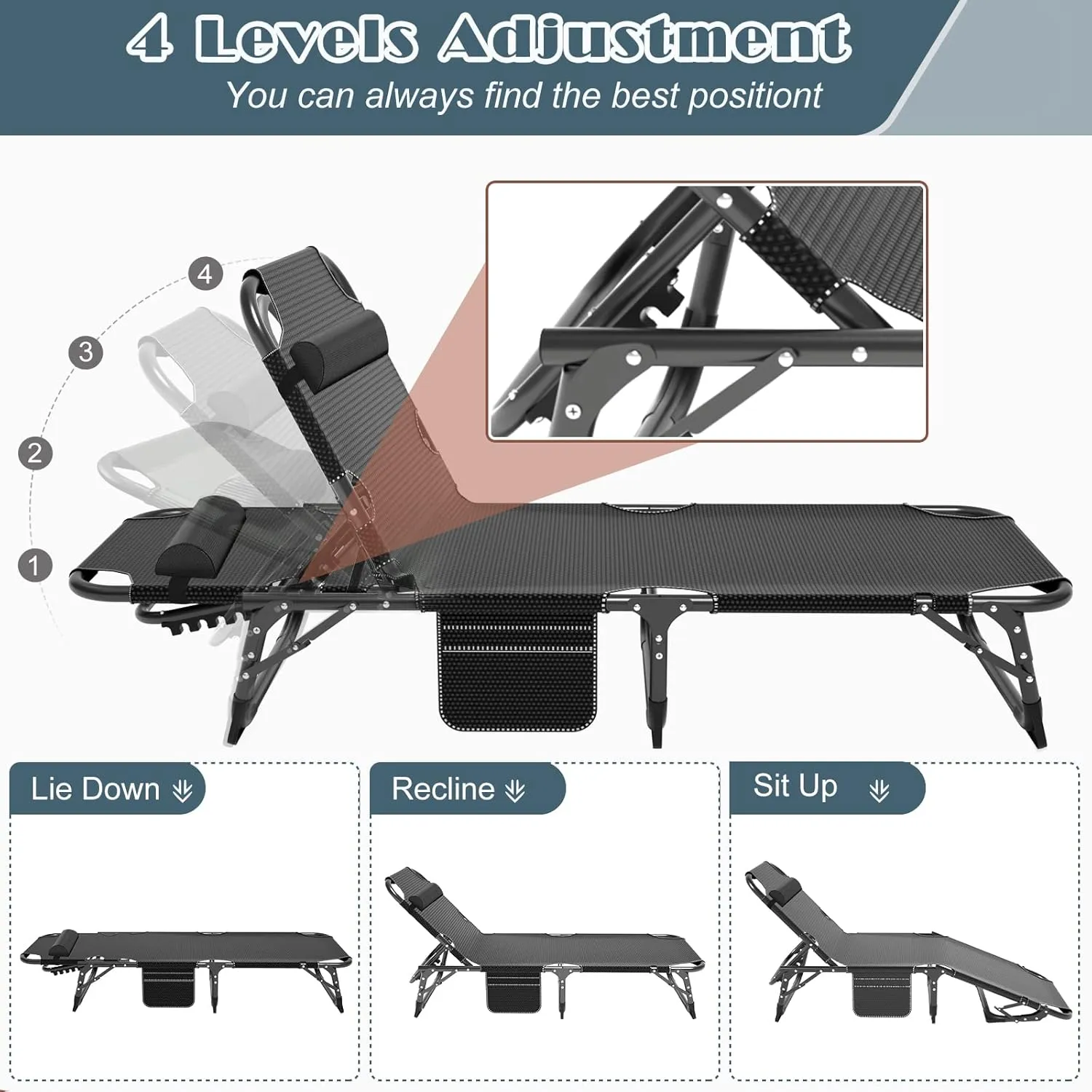 ABORON Folding Camping Cot for Adults, Heavy Duty 3-in-1 Bed for Guest Sleeping, Adjustable Double-Layer 1200D with Mattress & Carrying Bag for Home, Office, Vacation, Hospital Use