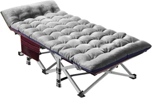 ABORON Folding Camping Cot W/Mat for Adults, Heavy Duty Outdoor Bed with Carry Bag,1200 D Layer Oxford Travel Camp Cots
