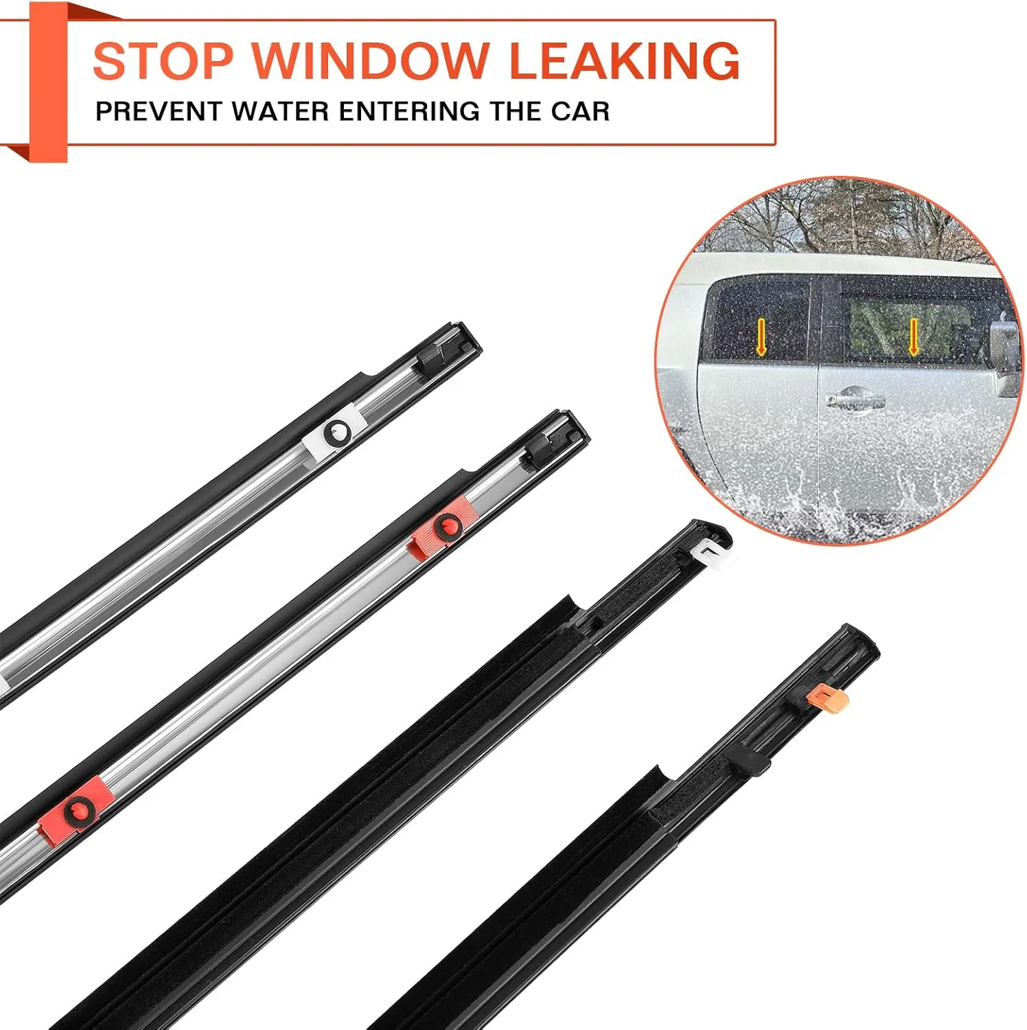 ACLONG Door Window Moulding Trim Front Rear Seal Outside Belt Weatherstrip Compatible with Toyota FJ Cruiser 2007-2014 Replaces# 68164-35041 68163-35041 68162-35073 68161-35073-4 Piece Set