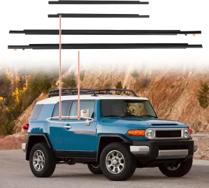 ACLONG Door Window Moulding Trim Front Rear Seal Outside Belt Weatherstrip Compatible with Toyota FJ Cruiser 2007-2014 Replaces# 68164-35041 68163-35041 68162-35073 68161-35073-4 Piece Set