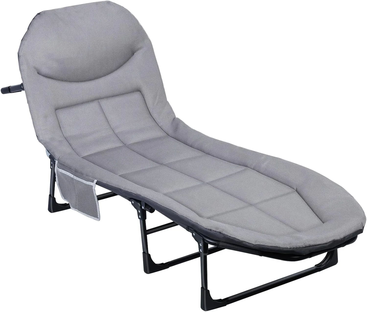 Adjustable Folding Camping Cot with Pillow & Thick Mattress - Supports Up to 440lbs - Portable Outdoor Chaise Lounge for Travel, Beach, and Office Use(B)