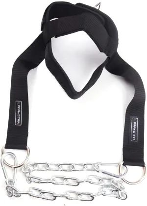 Adjustable Neck Harness for Weight Training, Neck Exerciser with Wide Padded Strap, Neck Strengthener, Resistance Training, Weight Lifting Head Harness, Black
