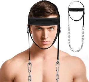 Adjustable Neck Harness, Neck Exercise Equipment for Muscle Growth and Strength Training，Weight Lifting Head Harness Black