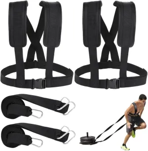 Adjustable Padded Shoulder Strap Equipment Workout Assistance Trainer Fitness Harness Pulling Tire Training Resistance Running Football Physical Exercise, for Harness Sled Pcs 2
