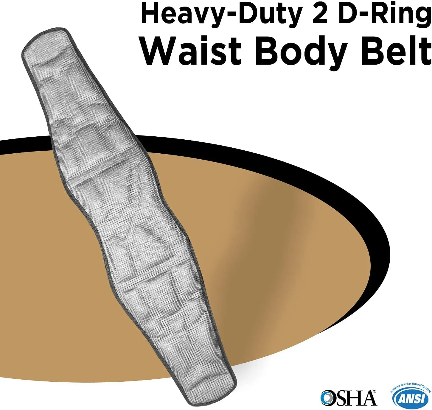AFP Heavy-Duty 2 D-Ring Waist Body Belt w/Tongue Buckle Premium Stitching (OSHA/ANSI PPE)
