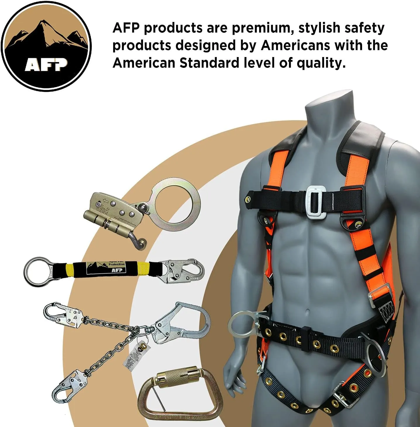 AFP Heavy-Duty 2 D-Ring Waist Body Belt w/Tongue Buckle Premium Stitching (OSHA/ANSI PPE)