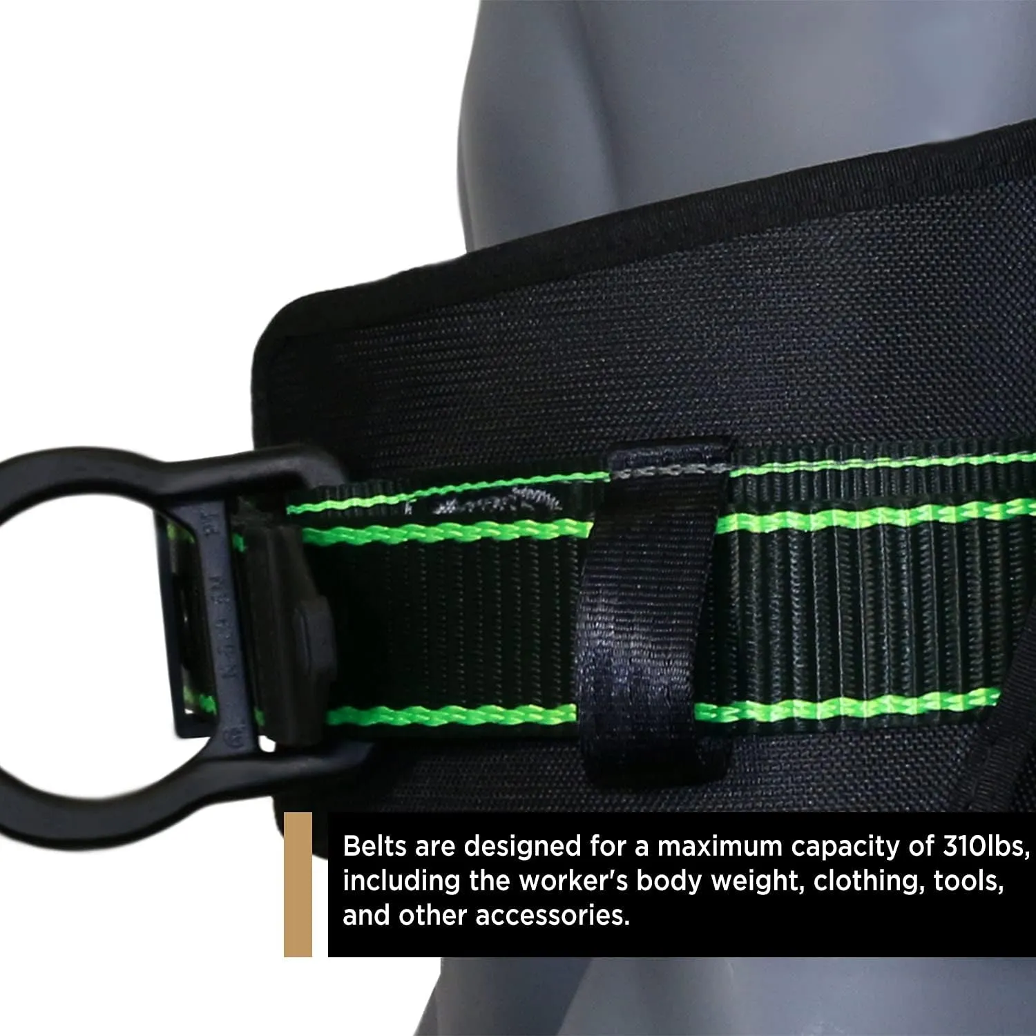 AFP Heavy-Duty 2 D-Ring Waist Body Belt w/Tongue Buckle Premium Stitching (OSHA/ANSI PPE)