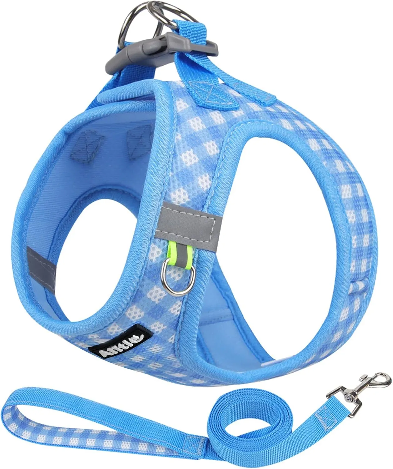 AIITLE Easy Walk Dog Vest Harness and Leash Set, Pet Supply No Pull, Breathable Mesh, Reflective Stripes, Adjustable Escape Proof Pet Outdoor Harnesses for Medium Dogs Blue L