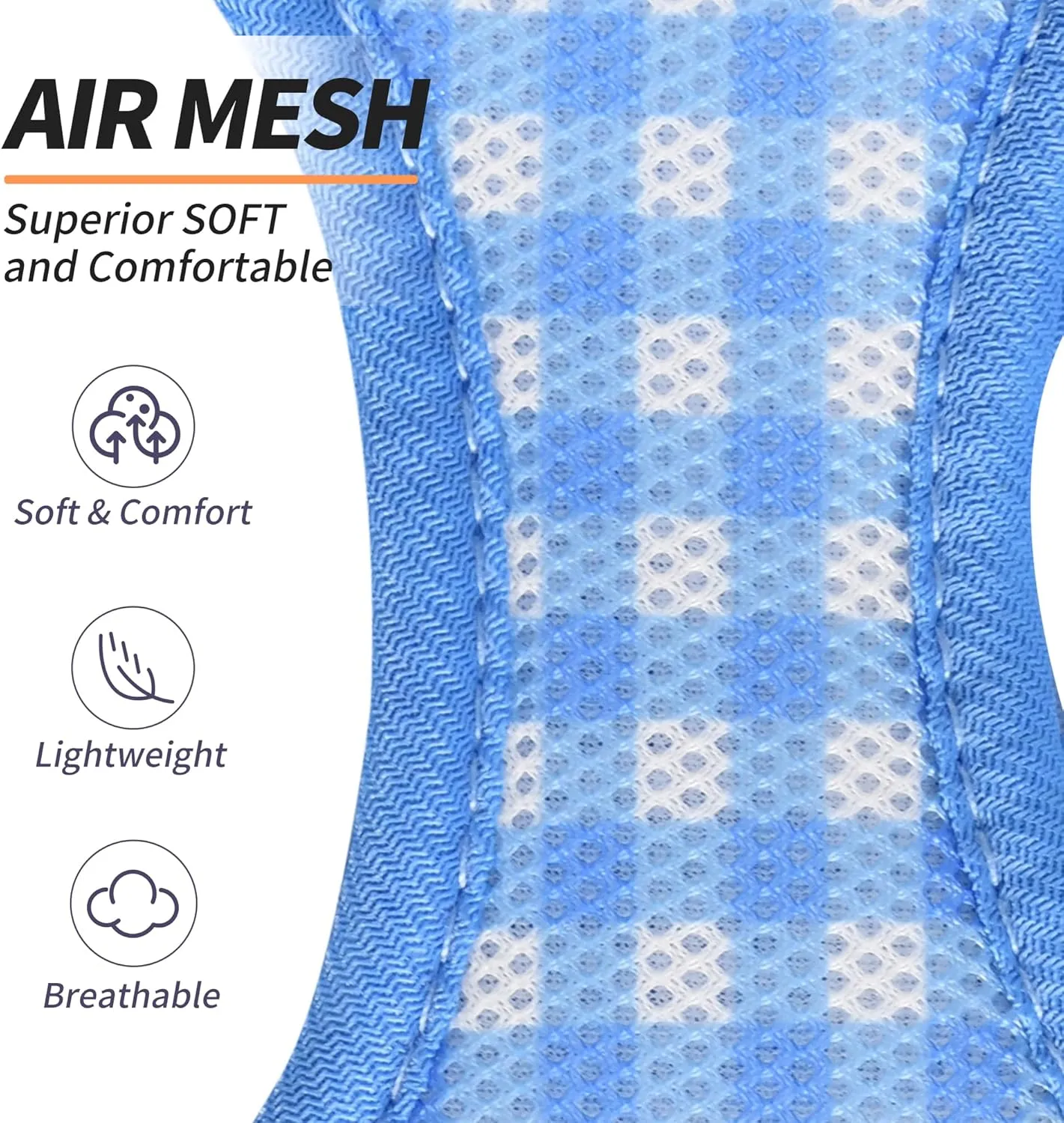 AIITLE Easy Walk Dog Vest Harness and Leash Set, Pet Supply No Pull, Breathable Mesh, Reflective Stripes, Adjustable Escape Proof Pet Outdoor Harnesses for Medium Dogs Blue L