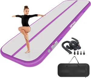 Air Tumble Track Mat 6.6ft 10ft 13ft 16ft 20ft Inflatable Gymnastics Tumbling Mat with Air Pump for Kids Adults, 4/8 inch Thick Gymnastic Mats for Home Use Gym Outdoor Cheerleading Training