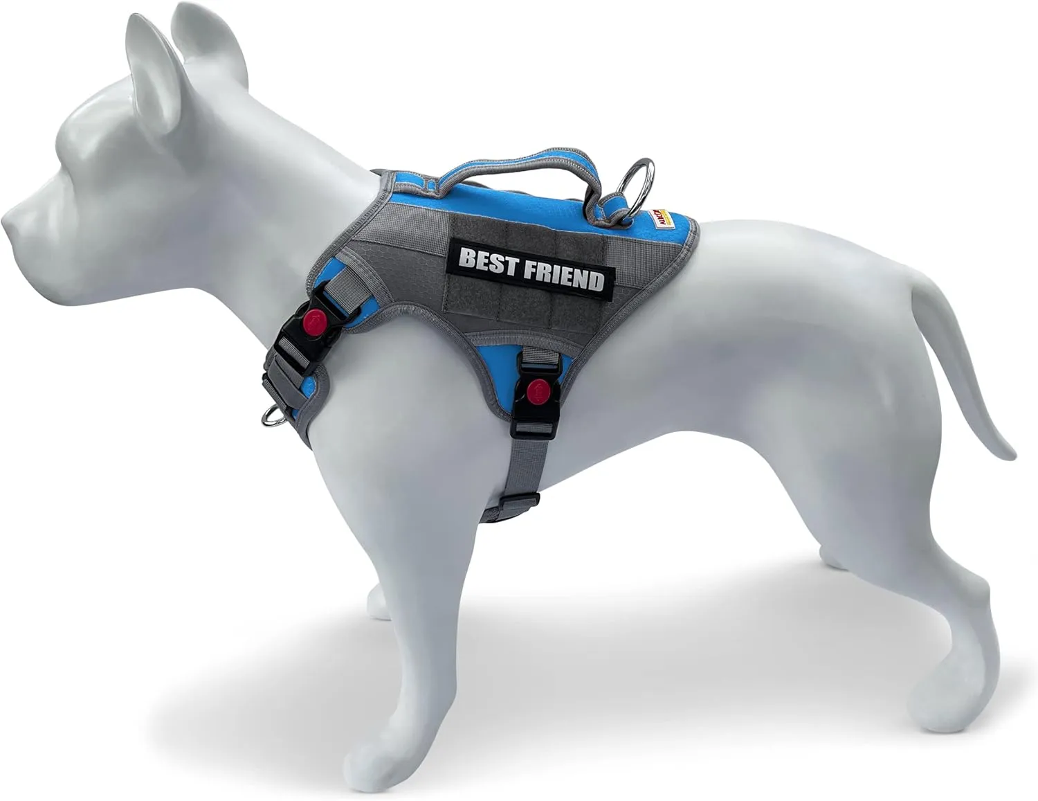 Albcorp Tactical Working Dog Vest Harness - No-Pull Service Dog Jacket with Reflective Hook & Loop Patches - Padded Handle, Buckles with Quick Release Buttons, Adjustable Straps - Blue, Medium