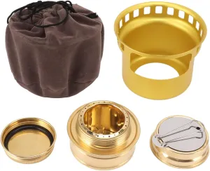 Alcohol Stove, Camping Stove with Stove Cover, Lightweight Brass Stove for Outdoor Camping Hiking Backpacking(gold)