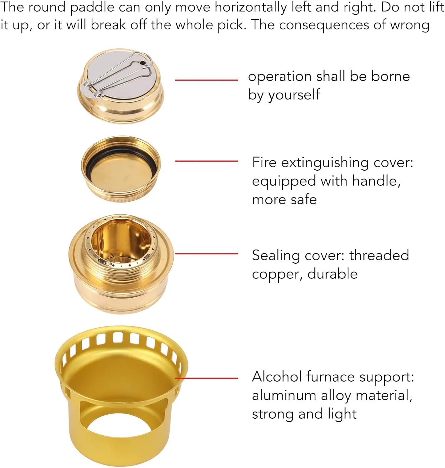 Alcohol Stove, Camping Stove with Stove Cover, Lightweight Brass Stove for Outdoor Camping Hiking Backpacking(gold)